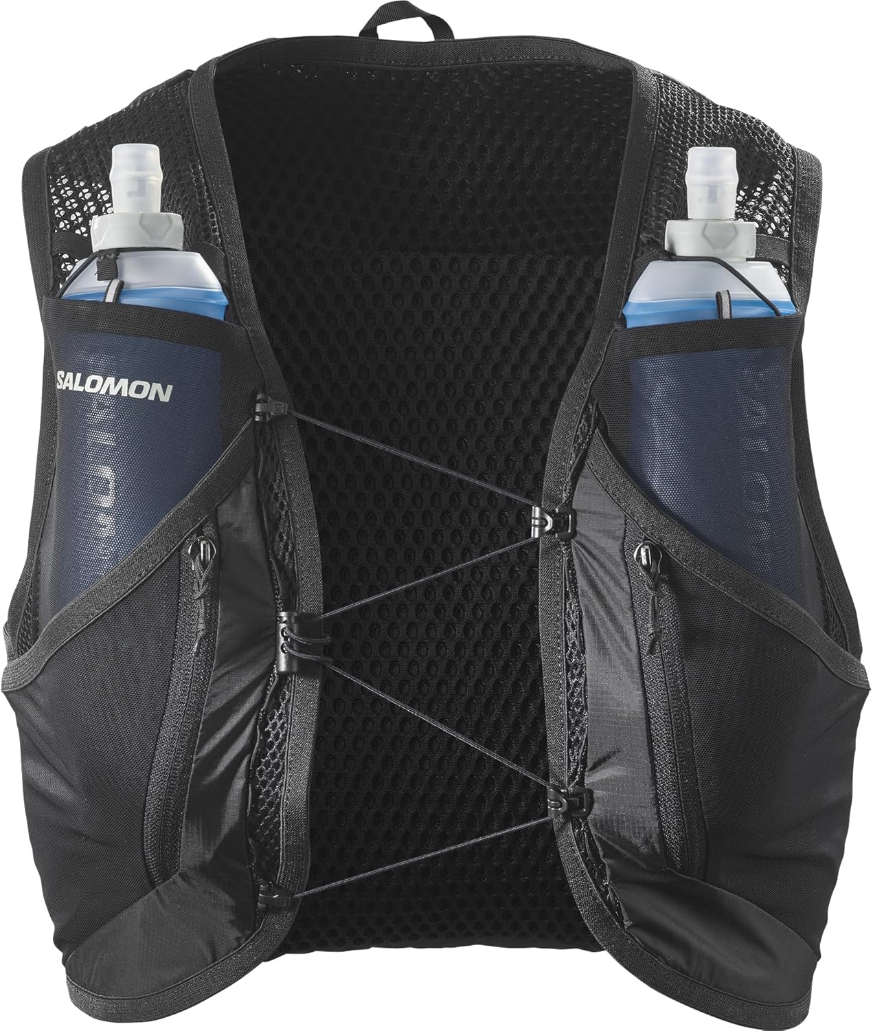 Detalle de bolsillos e hidratación de la Salomon ADV Skin 12