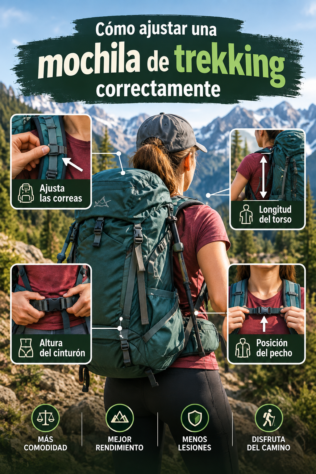 Cómo ajustar una mochila de trekking correctamente — guía completa 2026
